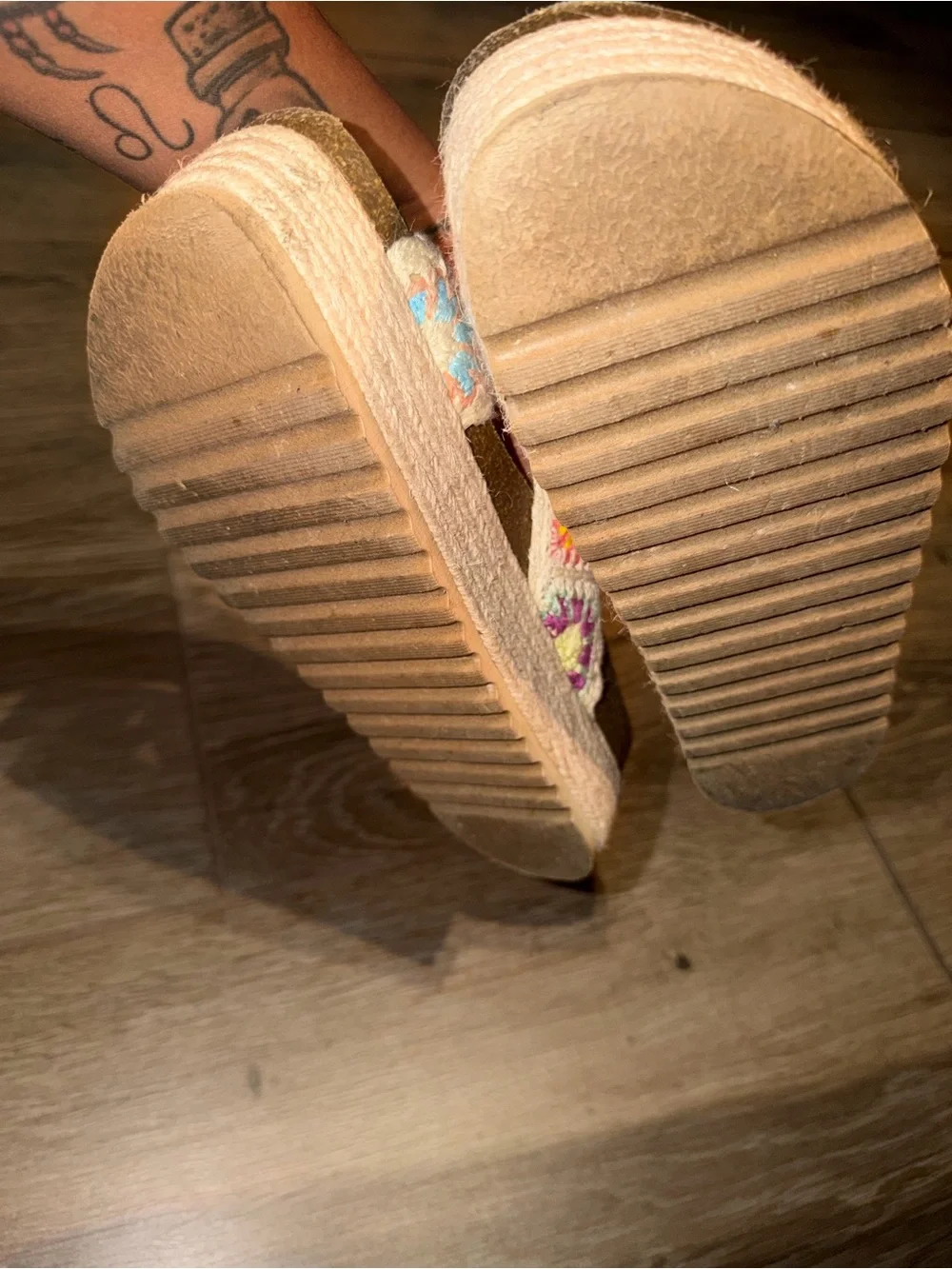 Dirty Laundry Natural Crochet Multi Platform Slide Sandal